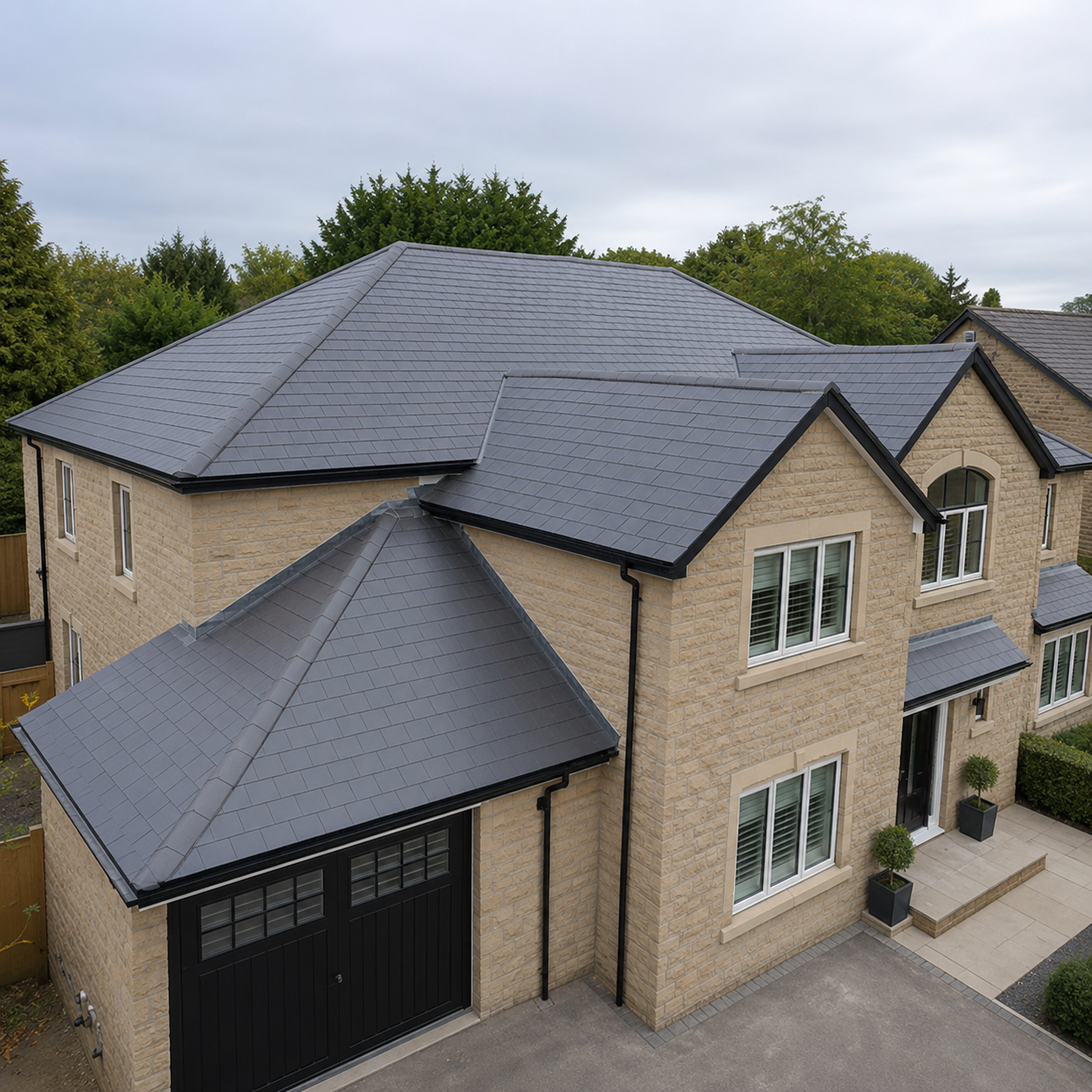 M3 Roofing team working on a pitched roof